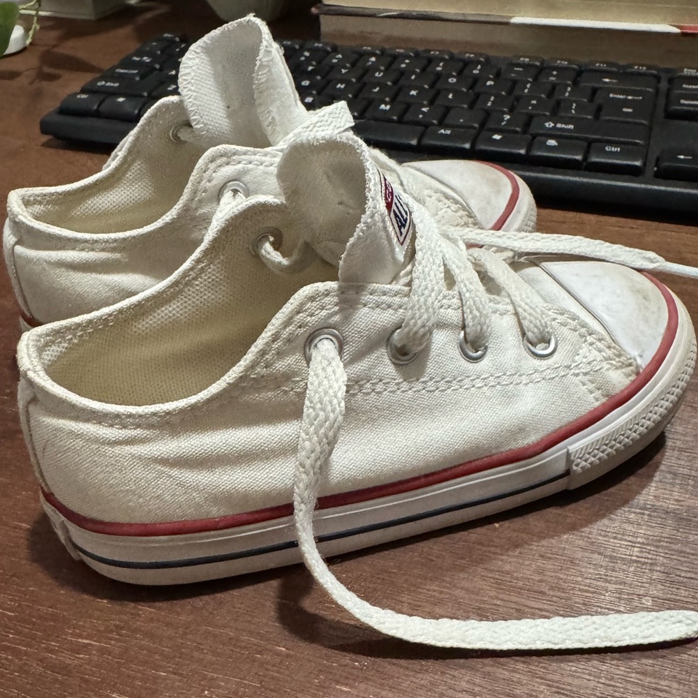 Converse White Toddler Sneakers with Red Accents